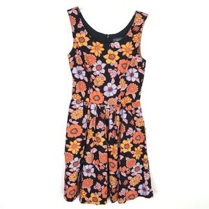 Modcloth sleeveless black floral a-line dress 
Size Small
EUC